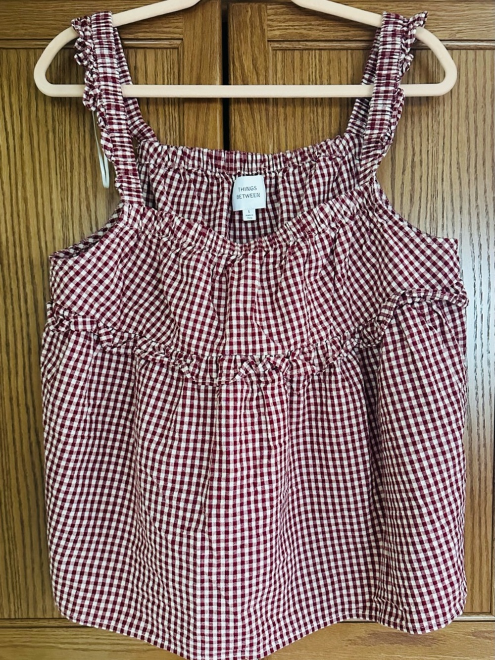 Things Between Red Gingham Ruffled Tank